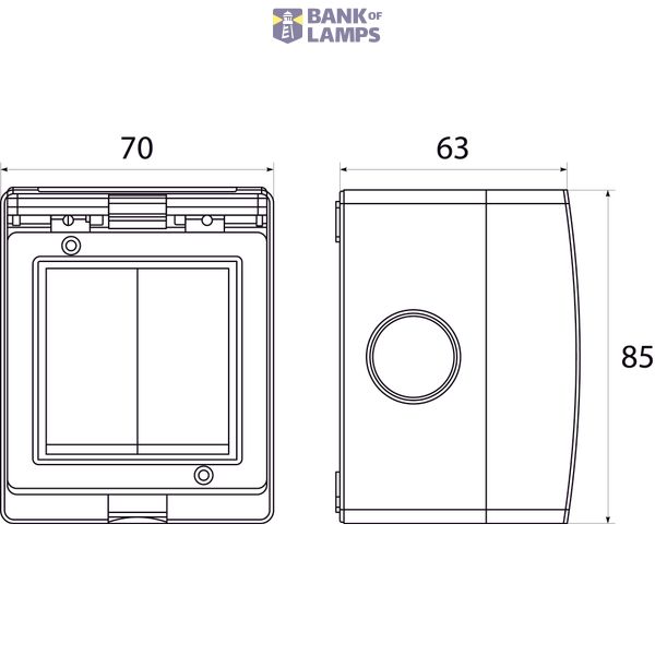 Double surface-mounted switch L2N IP55 "AQUA55" image 2