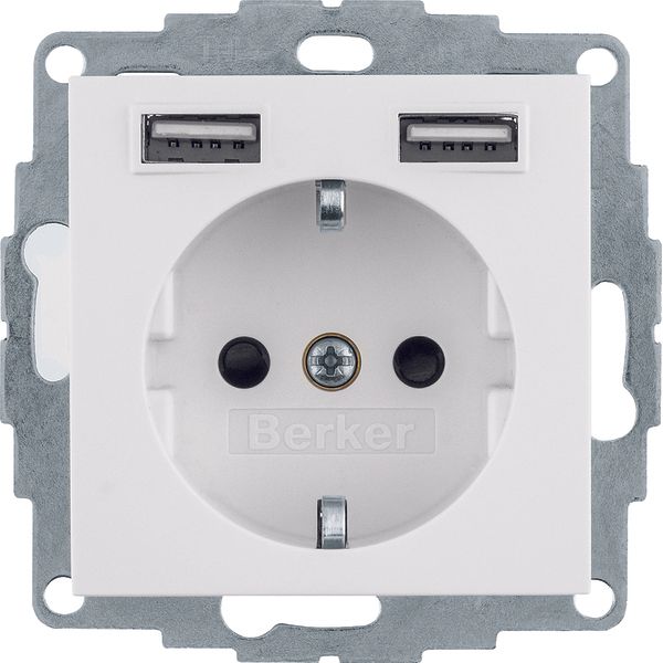 SCHUKO socket outlet/USB A-A, S.1/B.x, polar white matt image 1