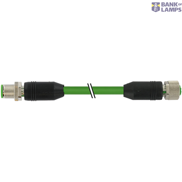 M12 male 0° / female 0° X-cod. shielded PUR 4x2xAWG24 gn 5m image 2