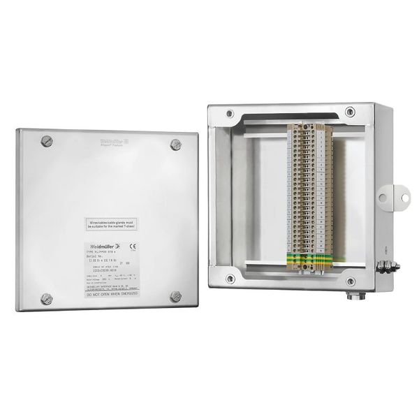 Klippon STB (Small Terminal Box), Terminal Box, stainless steel enclosure, Height: 250 mm, Width: 250 mm, Depth: 120 mm, Material: Stainless steel 1.4404 (316L), Mirror polished, silver image 1