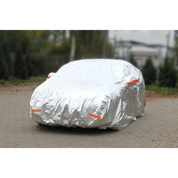 ALUMINIUM CAR COVER with ZIP, REFLECTIVE, 120g + cotton,Silver,  size: XL image 1