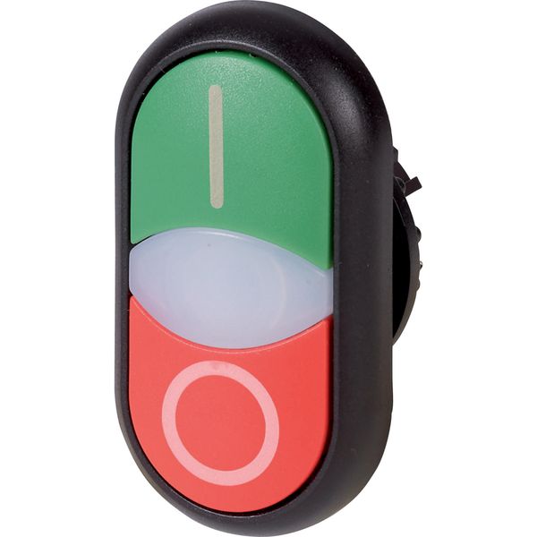 M22S-DDLM-GR-X1/X0 Double actuator pushbutton, RMQ-Titan, Pushbutton actuator I and indicator light flush, pushbutton actuator 0 non-flush, momentary, White lens, green, image 4