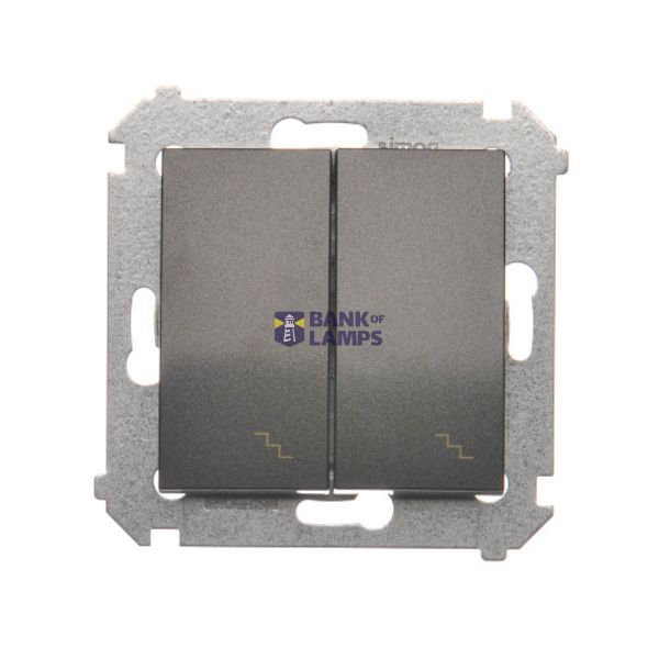 Double two-way switch, (module), 10AX, Screw, anthracite, metalic image 1
