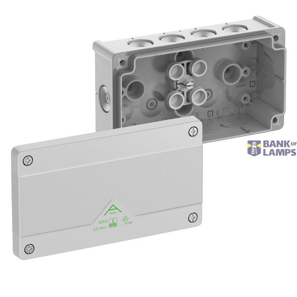 Junction box, Type of protection IP66, max. 2,5², Impact strength IK07, Protection class II, Ui 1000V AC, Ui 1000V DC, DLG, VDE, Halogen free image 1