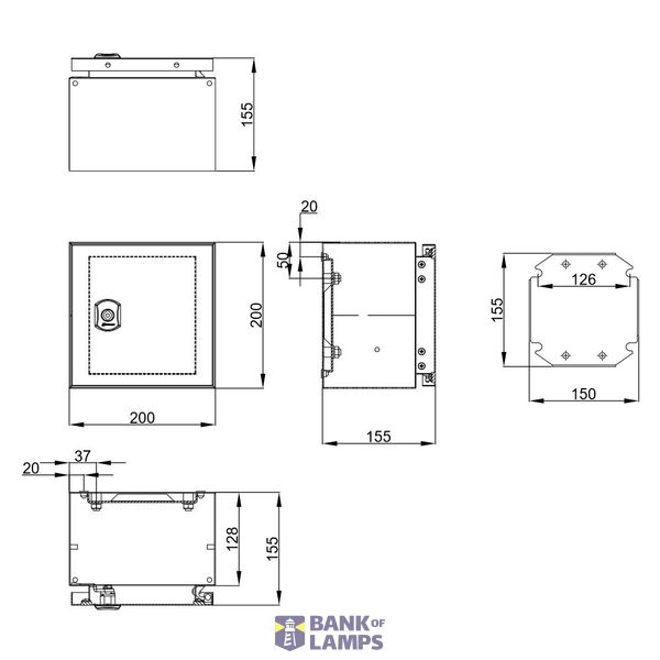 Wall-mounted enclosure 1 door IP65 H=200 W=200 D=155 mm image 5