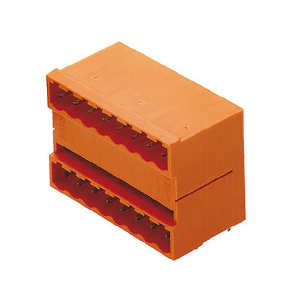 PCB plug-in connector, male header, closed side, THT solder connection, 5.00 mm, Number of poles: 30, 90°, Solder pin length (l): 3.2 mm, tinned, orange, Box image 1