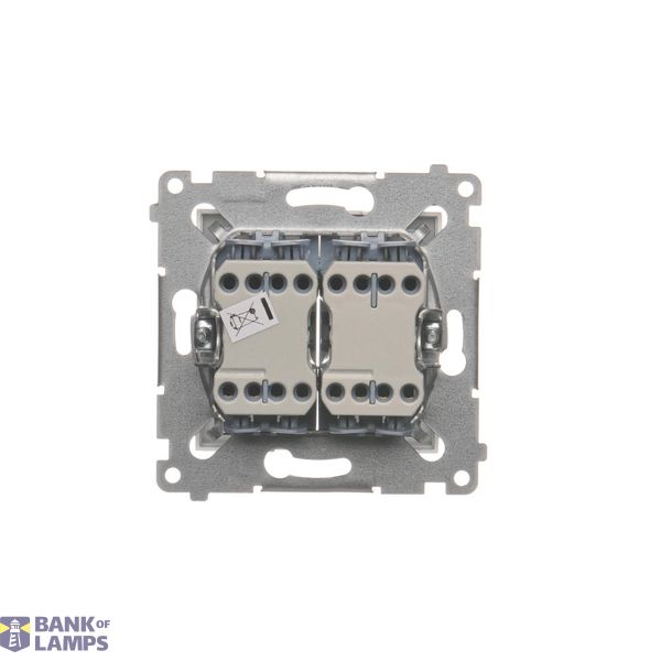Double compact socket outlet with earthing IP44 version and shutters - transparent flap, 16A, Screw, dark grey image 1