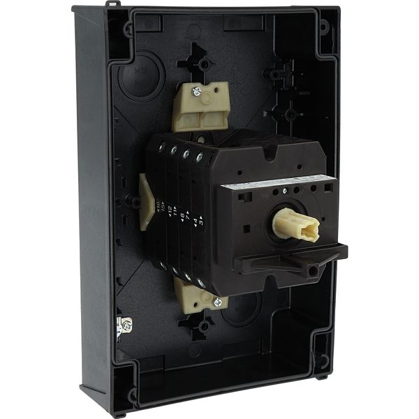 T5B-4-15682/I4/SVB Main switch, T5B, 63 A, surface mounting, 4 contact unit(s), 6 pole, 1 N/O, 1 N/C, Emergency switching off function, With red rotary handle and yellow image 37