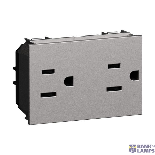 L.NOW - US DUPLEX SOCKET 15A STEEL image 1