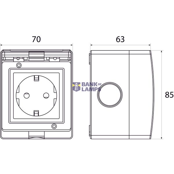 Single Schuko surface-mounted socket GPNS IP55 "AQUA55" image 2