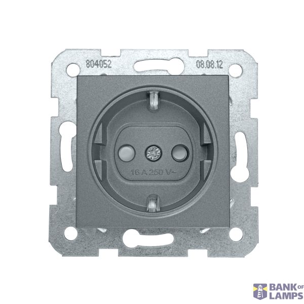 Socket outlet with safety shutter, anthracite, screw clamps image 1