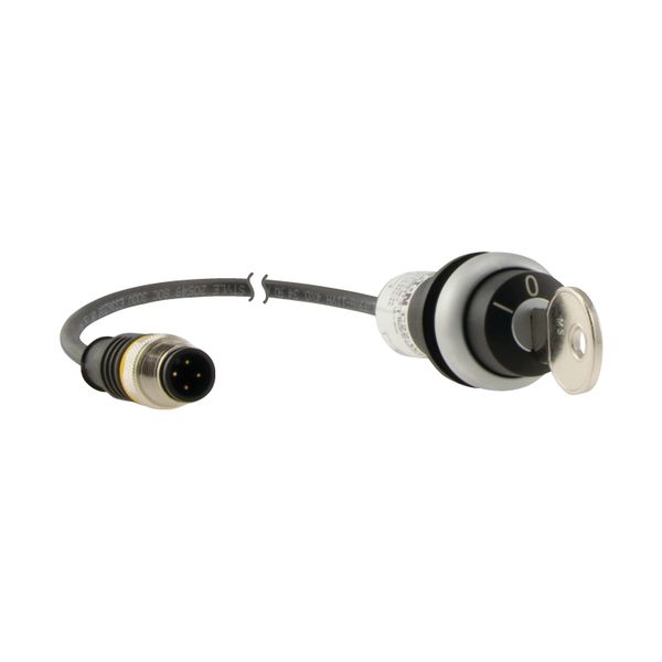 C22-WRS3-MS1-K20-P5 Key-operated actuator, RMQ compact solution, maintained, 2 N/O, Cable (black) with M12A plug, 4 pole, 1 m, 3 positions, MS1, Bezel: titanium image 11