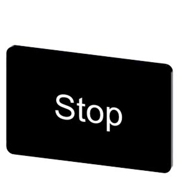 Labeling plate 17.5 x 27 mm, label black, labeling: Stop image 1