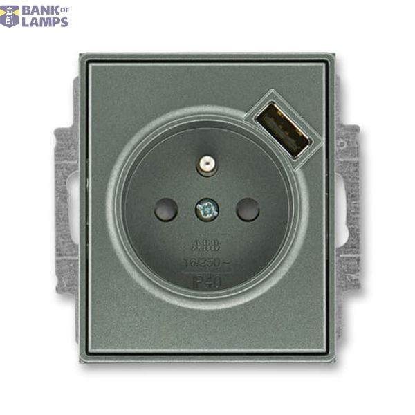5569E-A02357 34 Socket outlet with earthing pin, shuttered, with USB charging image 1