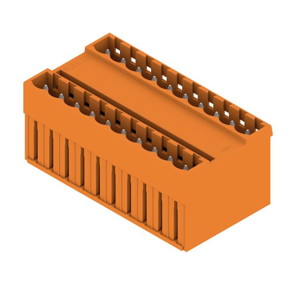 PCB plug-in connector, male header, closed side, THT solder connection, 5.08 mm, Number of poles: 20, 180°, Solder pin length (l): 3.2 mm, tinned, orange, Box image 2
