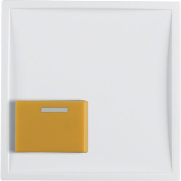 Central part with yellow switch-off button, Berker S.1/B.x, white, matt image 1