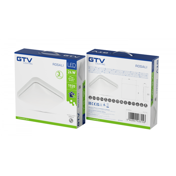 LED luminaire ROSALI, 24 W, 1920 lm, 4000K, AC180-250V, PF>0.5, IP44, 325x325 mm, square, white image 2