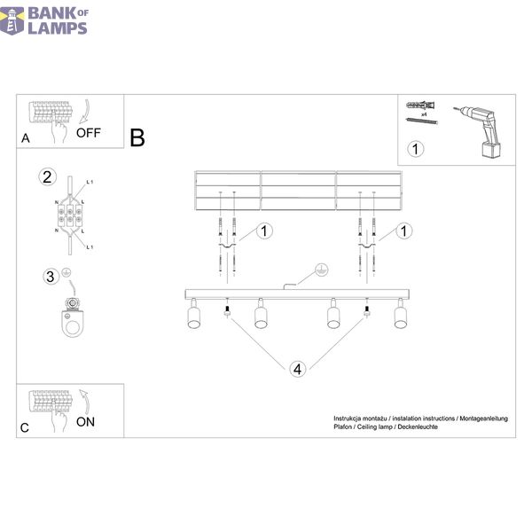 CEILING LAMP VERDO 4 BLACK GU10 4X10W IP20 image 4