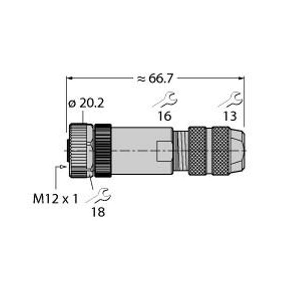 Field-Wireable Connector Female Connector M12 × 1, Straight   FW-M12KU5D-G-SB-ME-SH-8 image 1