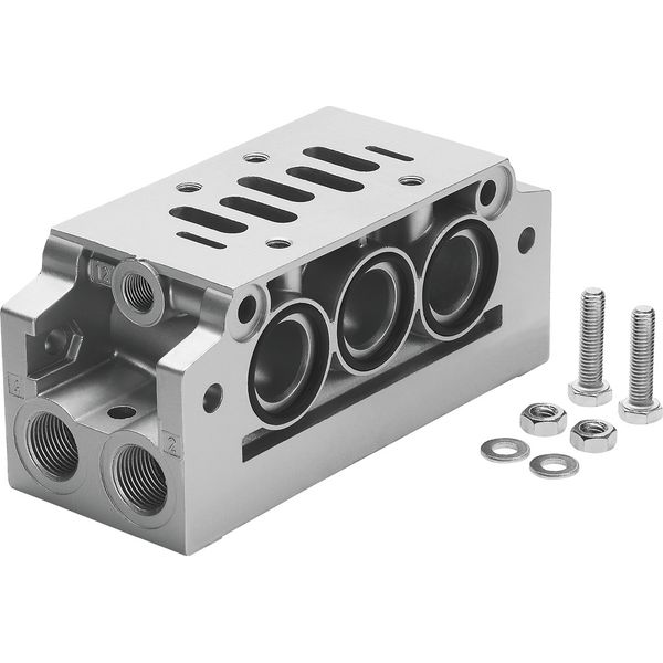 NAVW-3/8-2-ISO Manifold subbase with 90° connections image 1