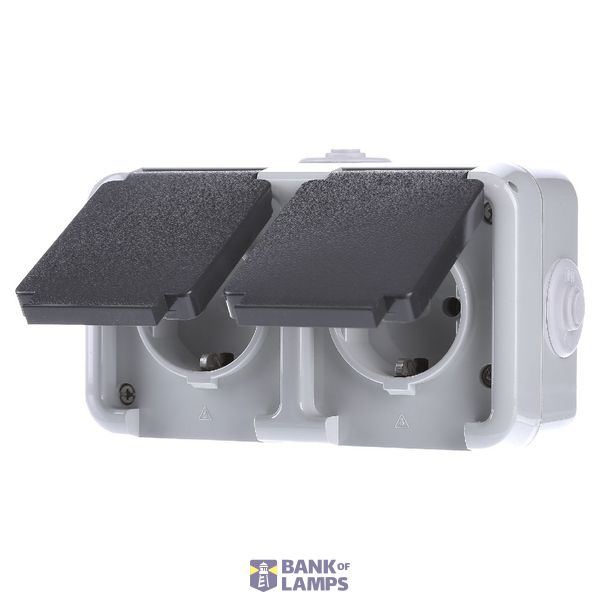 SCHUKO 2 gang socket, grey D 6632 WAB image 1