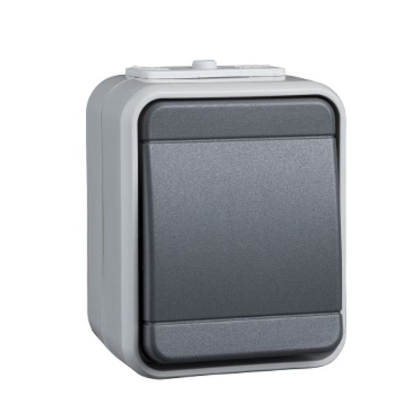 Surface mounted IP44 universal switch, CC, basalt grey image 1