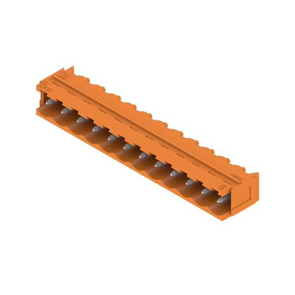 PCB plug-in connector, male header, Dovetails for fixing blocks, THT solder connection, 5.08 mm, Number of poles: 12, 90°, Solder pin length (l): 3.2 mm, tinned, orange, Box image 2