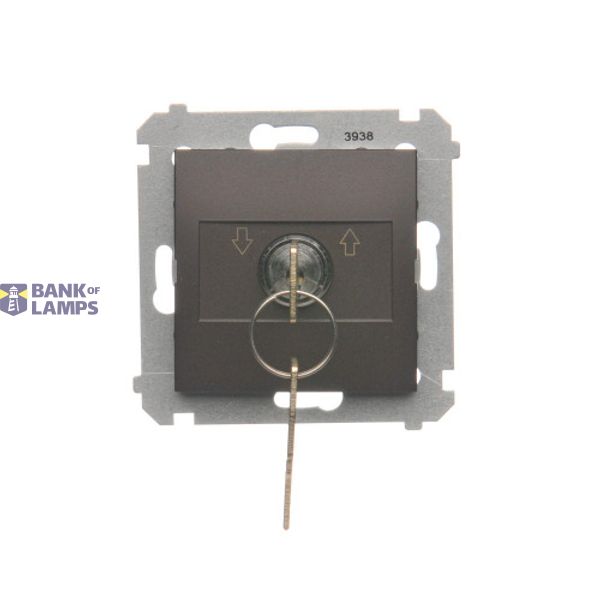 Roller blind control push button (modul) 3 positions "I-O-II"; brown matt metallic image 1