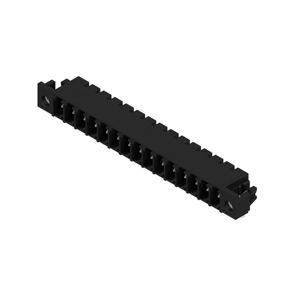 PCB plug-in connector, male header, Solder flange, THT/THR solder connection, 3.81 mm, Number of poles: 15, 90°, Solder pin length (l): 3.2 mm, tinned, black, Box image 4