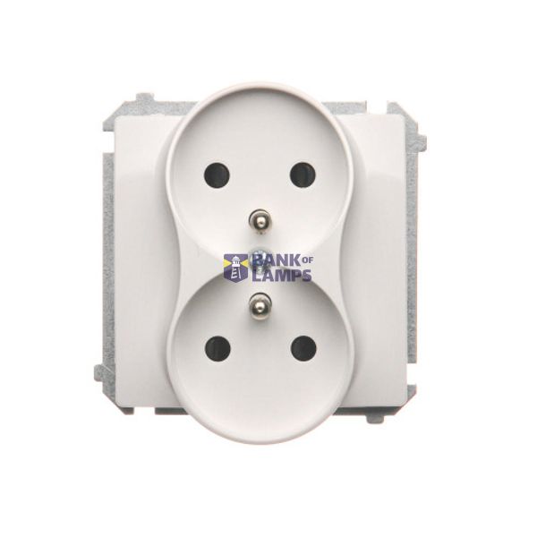 Double socket with earthing and shutters, white, 16A image 1