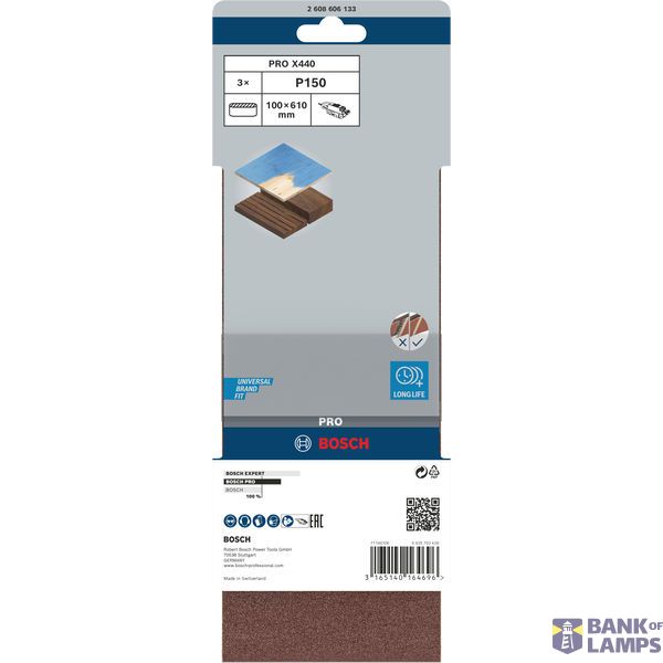 3-piece X440 sanding belt set 100 x 610 mm, 150 image 2