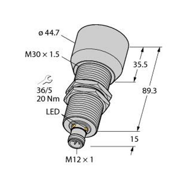 Ultrasonic Sensor Diffuse Mode Sensor   RU600U-M30E-LU8X2-H1151 image 1