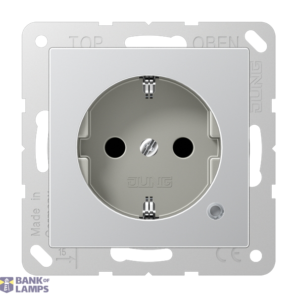 SCHUKO socket, 16 A 250 V ~, with function indicator, integrated increased contact protection, SAFETY+, Series A, aluminum image 1