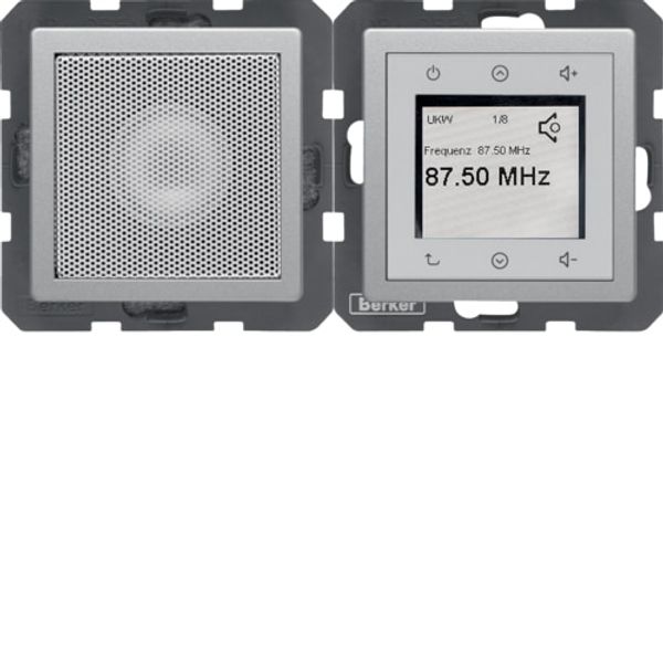 Radio Touch, 230 V AC, 50/60 Hz, Stereo FM radio with RDS with loudspeaker, Berker Q.x, aluminum velvet lacquer. image 1