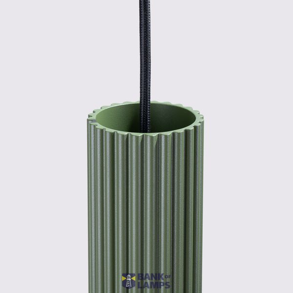 HANGING LAMP CYLINDRICAL GREEN LAMPSHADES WITH ELEGANT CARBON GROOVING 3XGU10 image 3