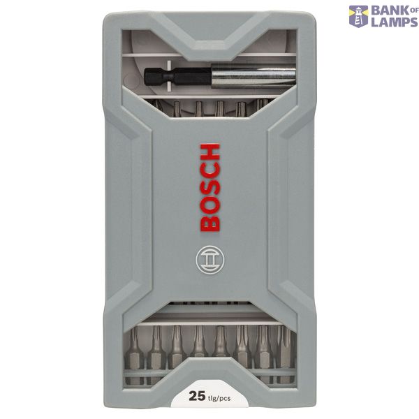 25-piece screwdriver bit set, with magnetic universal holder PH1, PH2 (2x25 mm), PH3, PZ1, PZ2 (2x25 mm), PZ3, T10, T15, T20 (2x25 mm), T25, T27, T30, T40, T10, T15, T20, T25, T30, T40, PH2 (1x49 mm), PZ2 (1x49 mm), bit holder image 2