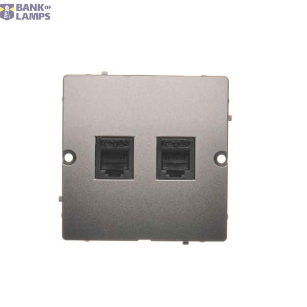 RJ12 double telephone socket, (module), Inox, metallized image 1