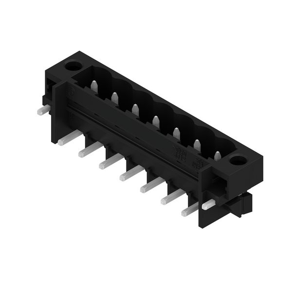 PCB plug-in connector, male header, Solder flange, THT/THR solder connection, 5.08 mm, Number of poles: 7, 270°, Solder pin length (l): 1.5 mm, tinned, black, Tape image 1