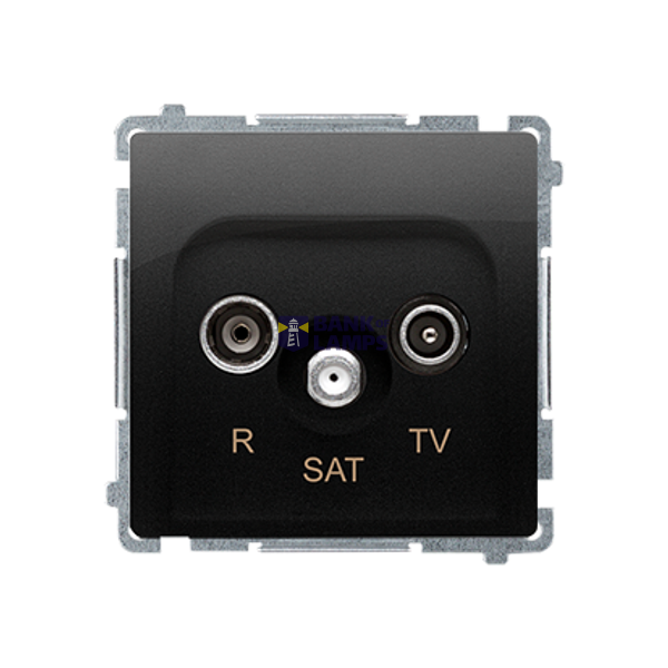 R-TV-SAT pass through aerial socket, atten.: 10dB, black matt image 1
