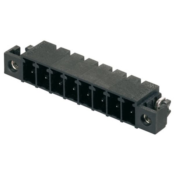 PCB plug-in connector, male header, Solder flange, THT/THR solder connection, 3.81 mm, Number of poles: 9, 90°, Solder pin length (l): 1.5 mm, tinned, black, Tape image 1