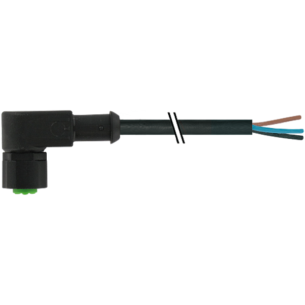 M12 female 90° A-cod. with cable Lite PUR 3x0.34 bk UL/CSA+drag ch. 3m image 1