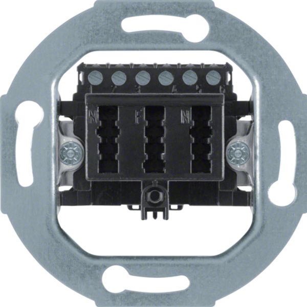 Telephone socket 3 x 6NFN, device module, black, mat image 1