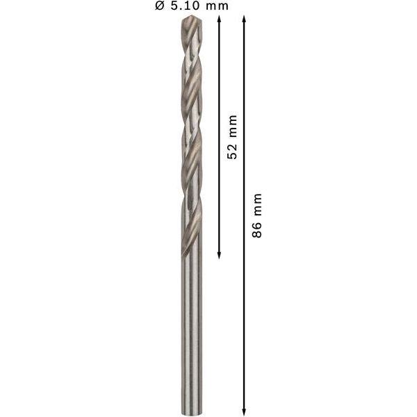 Metal drill bits HSS-G, DIN 338 5,1 x 52 x 86 mm 10 pcs. image 2