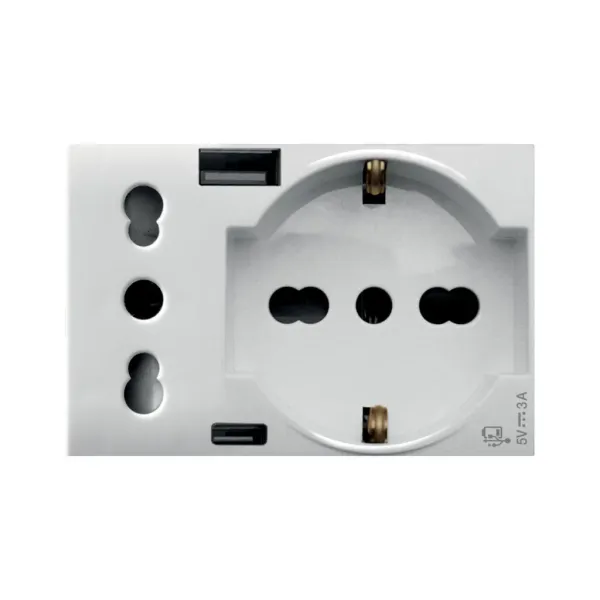 SCHUKO SOCKET +ITA+USB A/C WHITEK 3M image 1