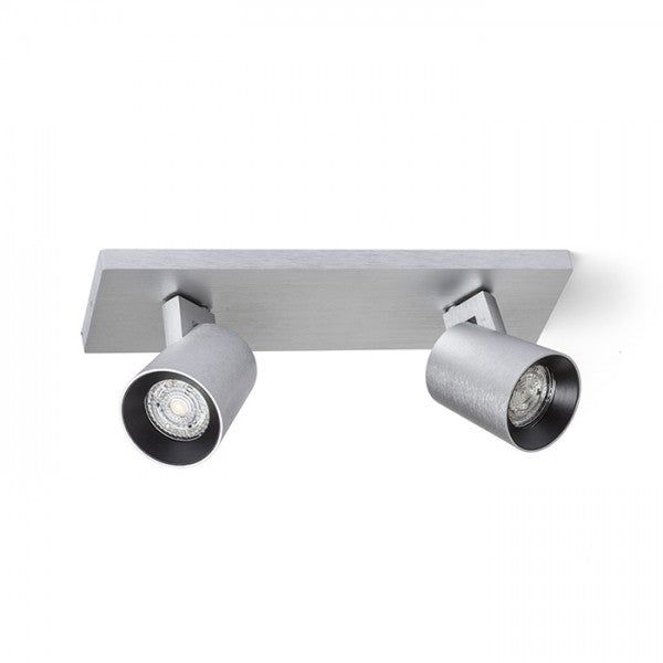 KENNY II surface mounted brushed aluminum/black 230V LED GU10 2x8W image 1