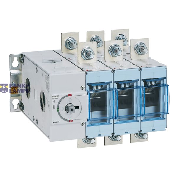 Manual source changeover DSX size 2 320A 3 poles - Rated current = 250A - for mounting on plate image 2