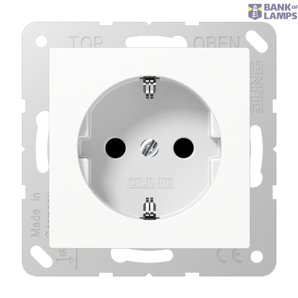 SCHUKO socket, 16 A 250 V ~, without claws, integrated increased contact protection, SAFETY+, thermoplastic, Series A, alpine white image 1