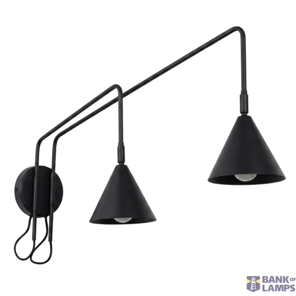 Wall lamp NOX 2 black with a switch image 1