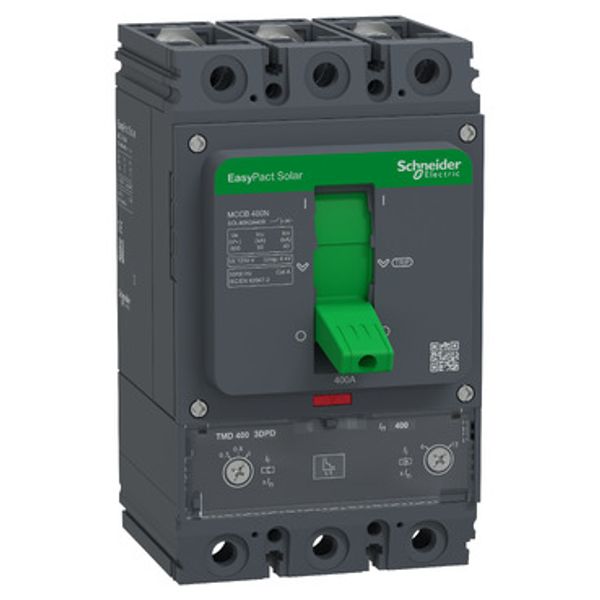 Circuit Breaker EasyPact Solar MCCB 400, 3P, 50kA at 800VAC, 400A Rated Current, TMD Thermal Magnetic Trip Unit image 1