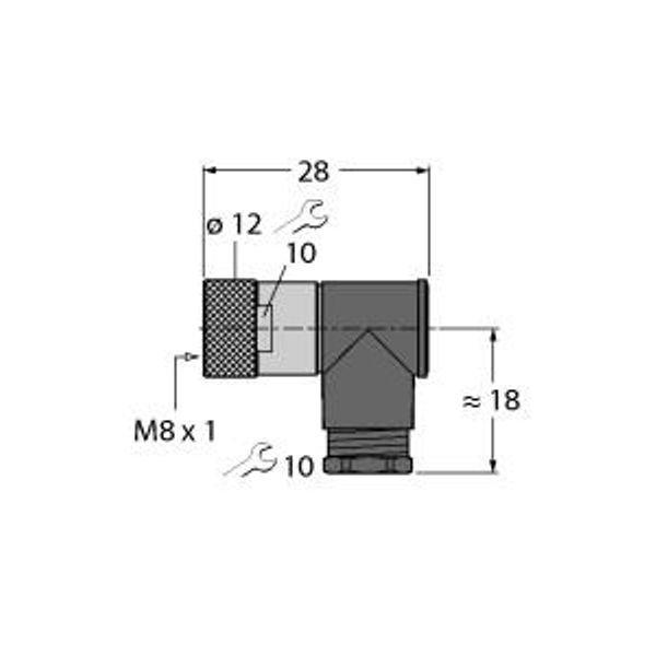 Field-Wireable Connector Female Connector M8 × 1/Ø 8 mm, Angled   B5231-0 image 2